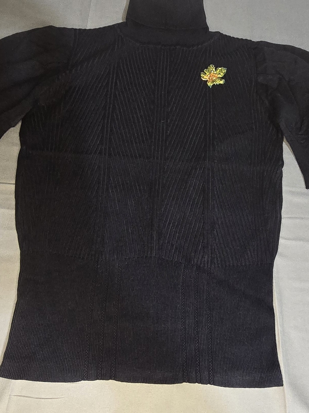 Black Turtleneck Sweater/blouse with Puff Sleeves